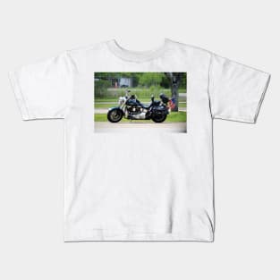 Motorcycle With American Flag Kids T-Shirt